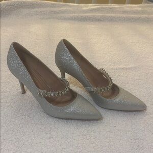 BCBG Elegant Silver Glitter Heels